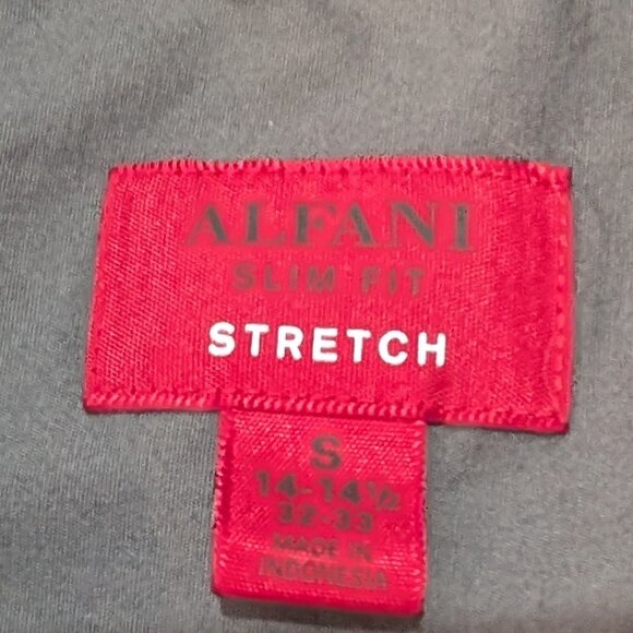 Alfanti Fitted Slim Fit Stretch Gray Men's button up dress Shirt Size S 14-14.5 - Picture 5 of 6